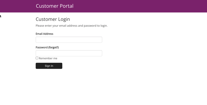 Image of the Customer Portal sample app's login view